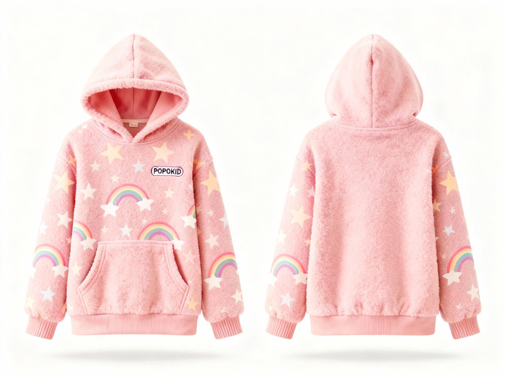 POPOKID Cloud-Soft Rainbow & Star Sherpa Hoodie