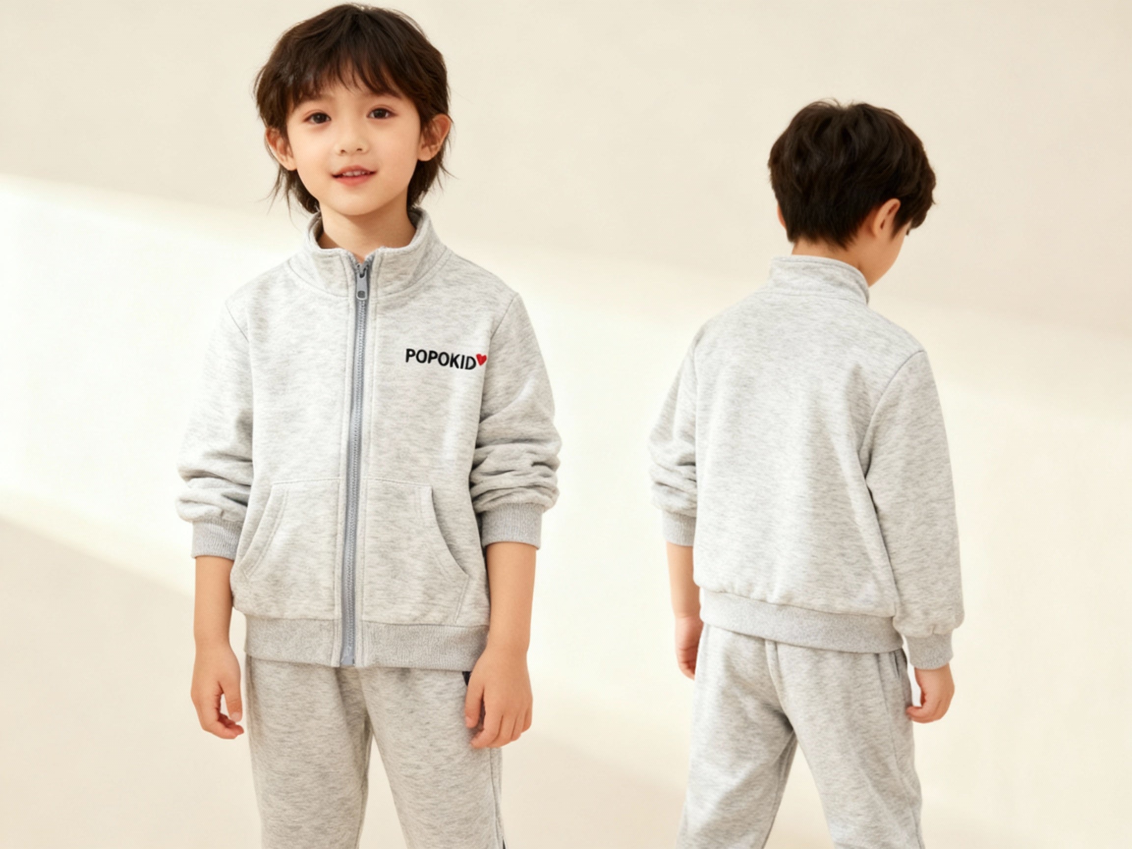 POPOKID Classic Heart Zip-Up Tracksuit Set