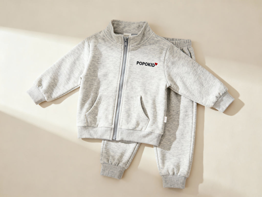 POPOKID Classic Heart Zip-Up Tracksuit Set