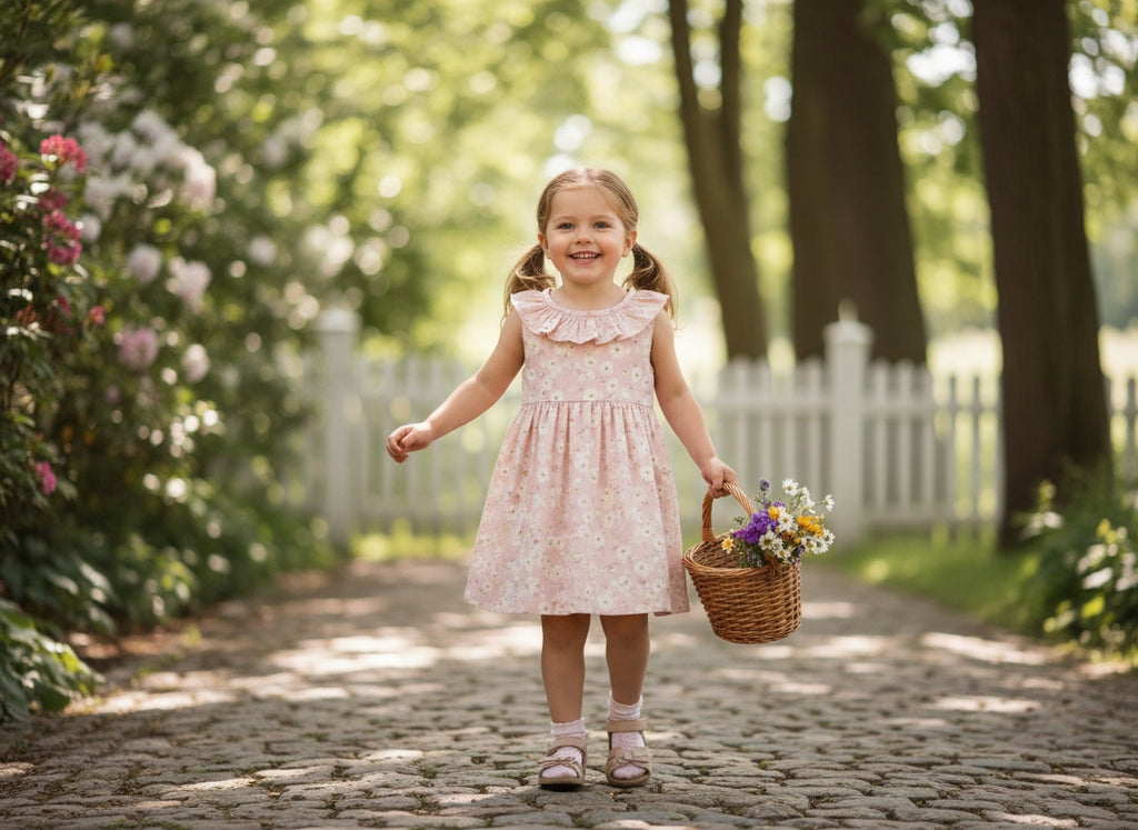 POPOKID Vintage Floral Ruffle Dress