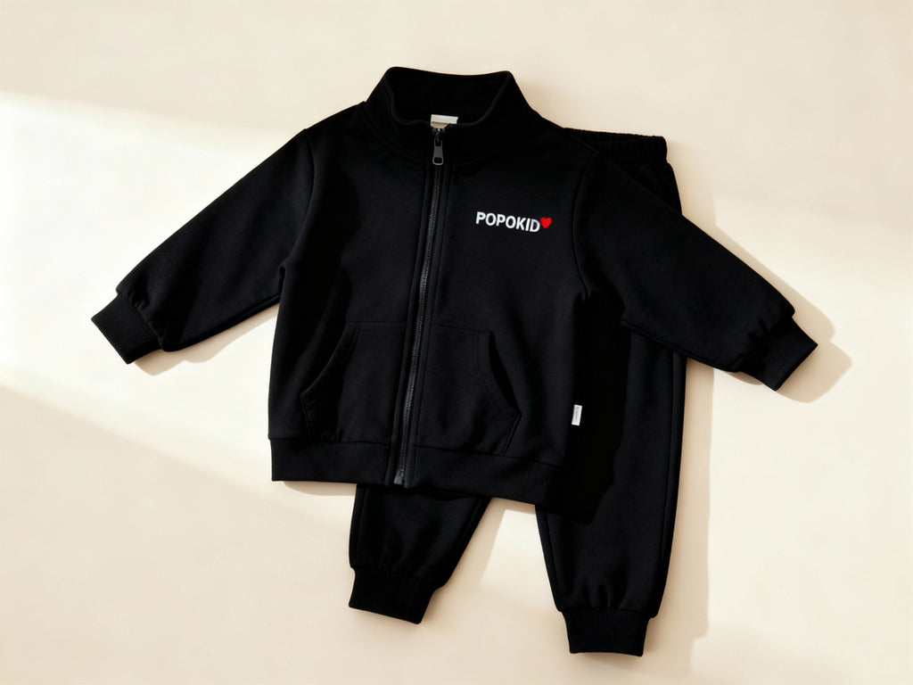 POPOKID Classic Heart Zip-Up Tracksuit Set