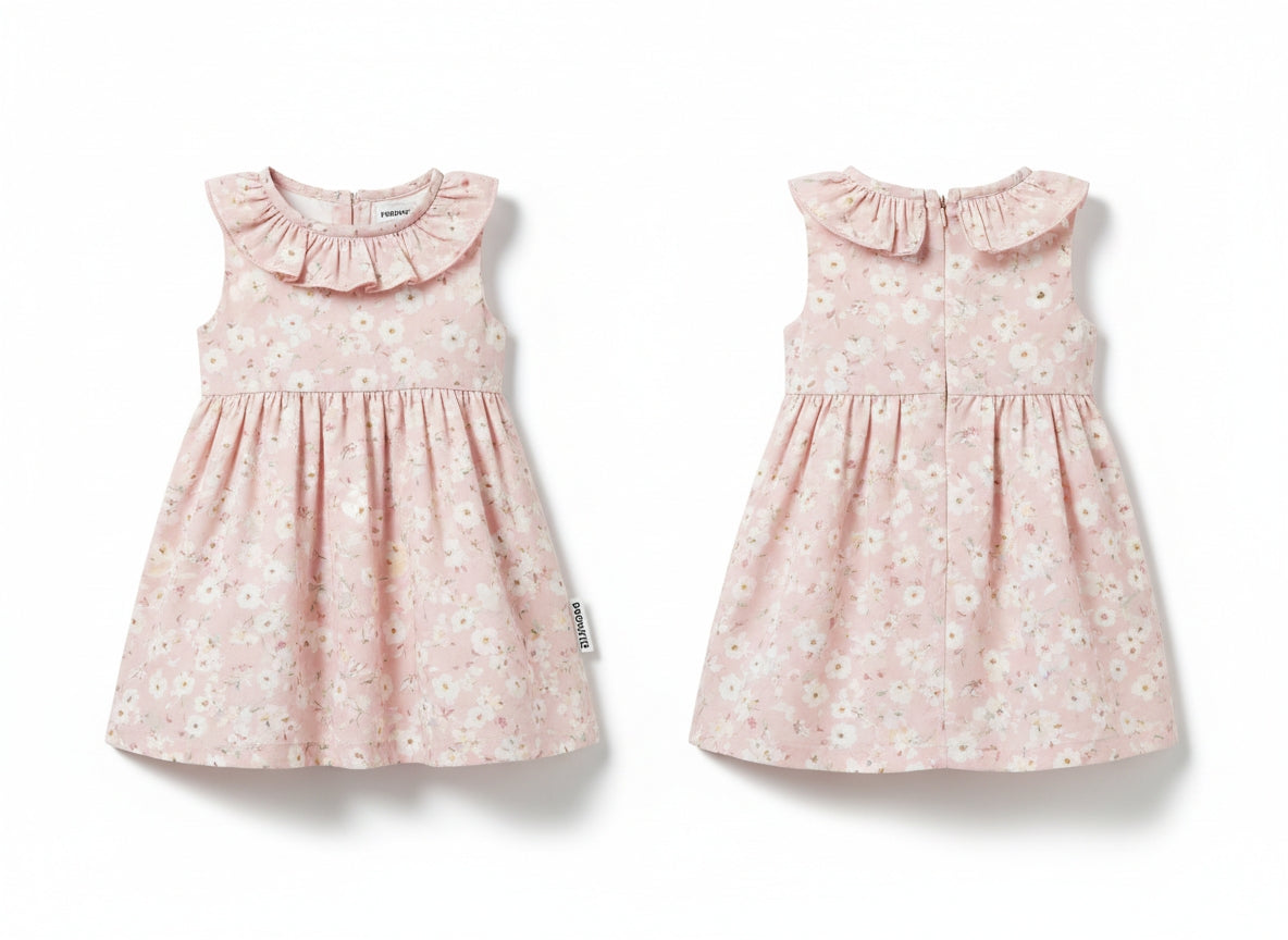 POPOKID Vintage Floral Ruffle Dress