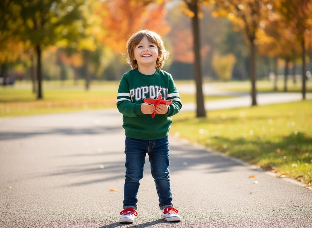 POPOKID Varsity Stripe Crewneck