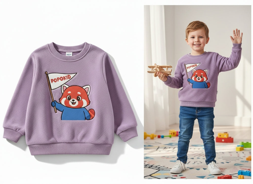POPOKID Red Panda Flag Crewneck