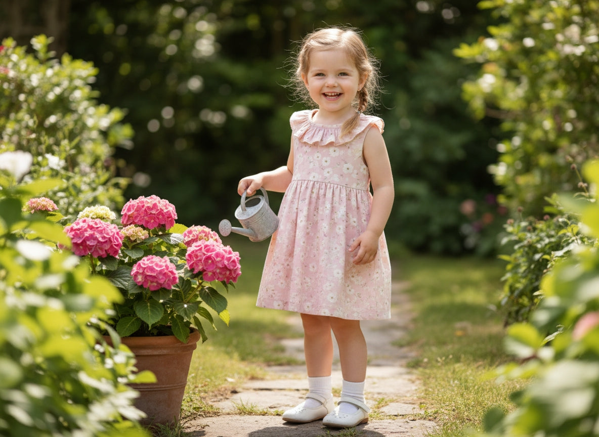 POPOKID Vintage Floral Ruffle Dress